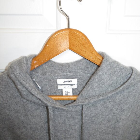 Jason Wu 100% Cashmere Hoodie Sweater XL Gray Hooded - Picture 4 of 5